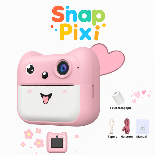 SnapPixi – Barnekamera med direkte utskrift, spill, videokamera og MP3 spiller