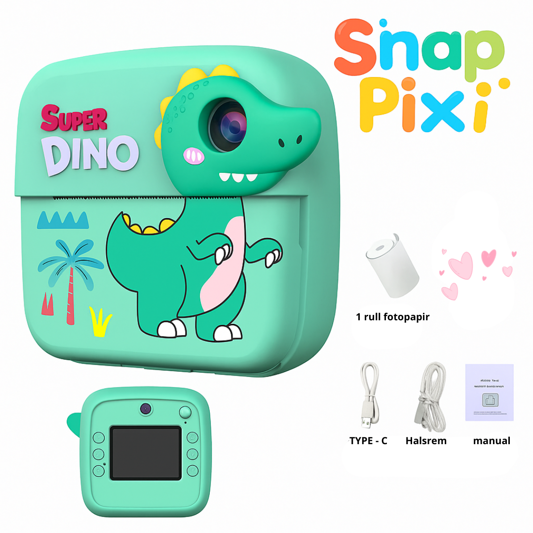 SnapPixi – Barnekamera med direkte utskrift, spill, videokamera og MP3 spiller